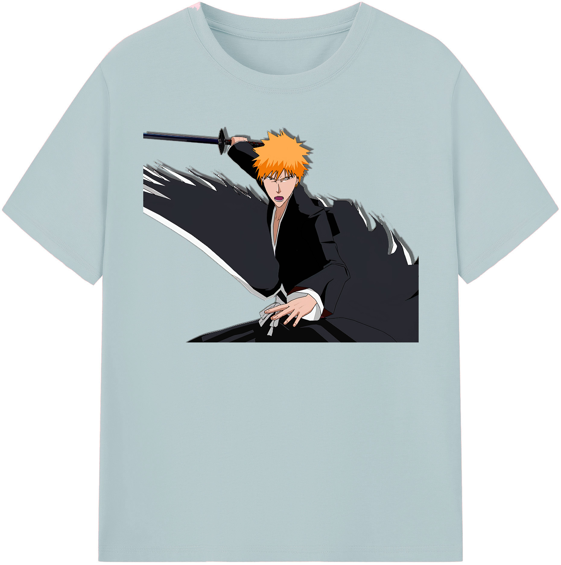 （画像用） ブリーチ 黒崎一護（くろさき いちご）BLEACH Kurosaki Ichigo 綿100％半袖Tシャツ（フロントプリント）